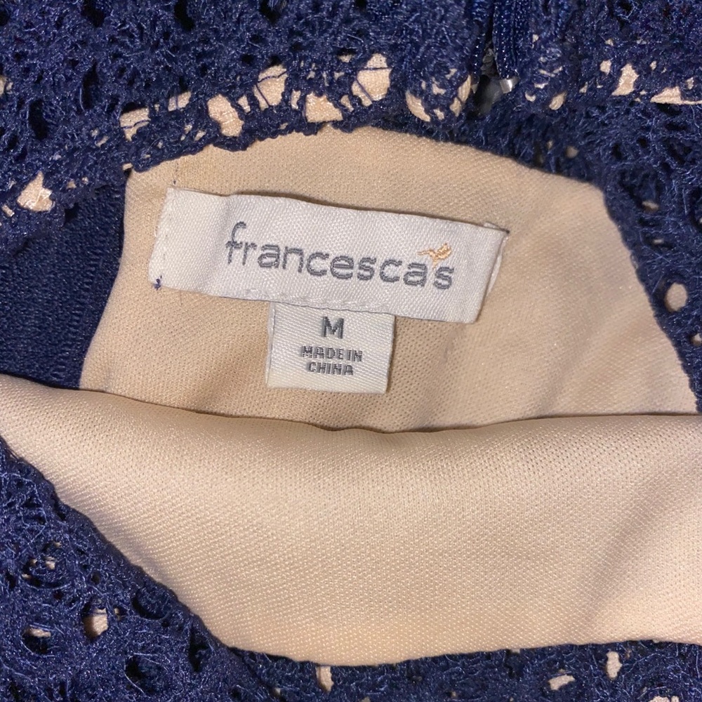 francescas navy blue with sheer creme underneath